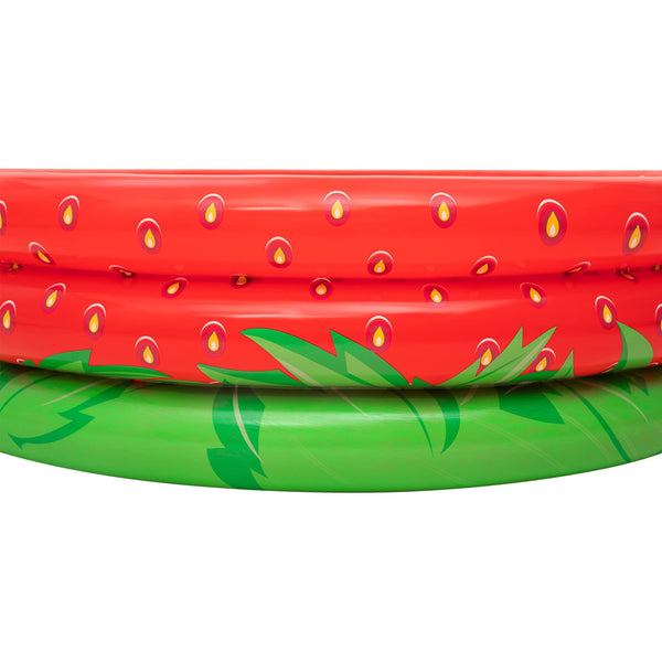 H2OGO! Bestway Sweet Strawberry Pool - 66" x H15 - Inflatable 3-Ring Play Pool, Kids,103 Gallon, Ages 2+