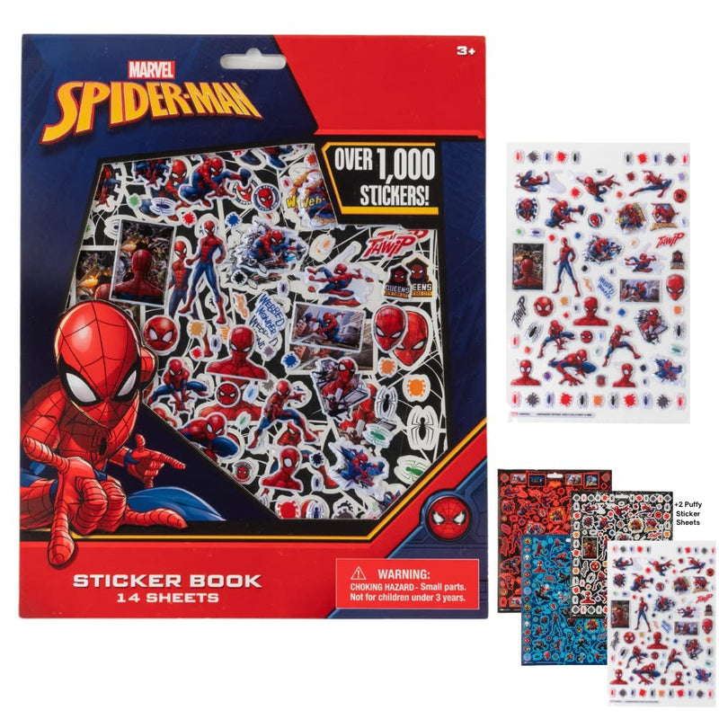 Marvel Spiderman Stickers for Kids, 14 Sheet Spiderman Sticker Book Set Including Puffy Stickers, 1200+ Stickers