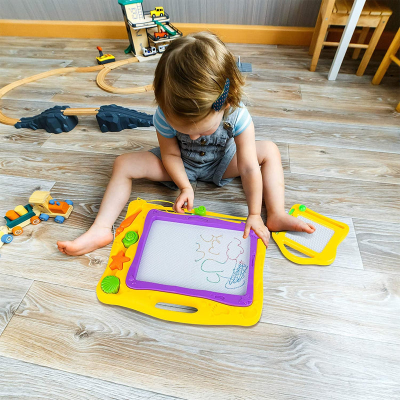 Magnetic Drawing Board Pad For Kids And Toddlers - 16 Inch Large Writing Board With Stamps Extra Travel Doodle Included - For Boys And Girls