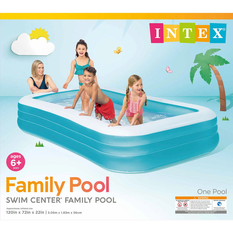 INTEX 58484EP Swim Center Inflatable Family Pool: 277 Gallon Capacity – 120" x 72" x 22" – Blue