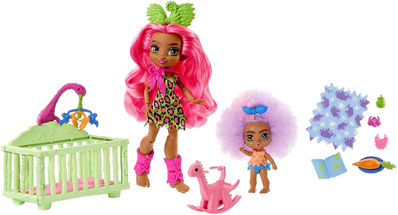 Mattel Cave Club Wild About Babysitting Playset + Fernessa & Furrah Dolls, Multi - sctoyswholesale