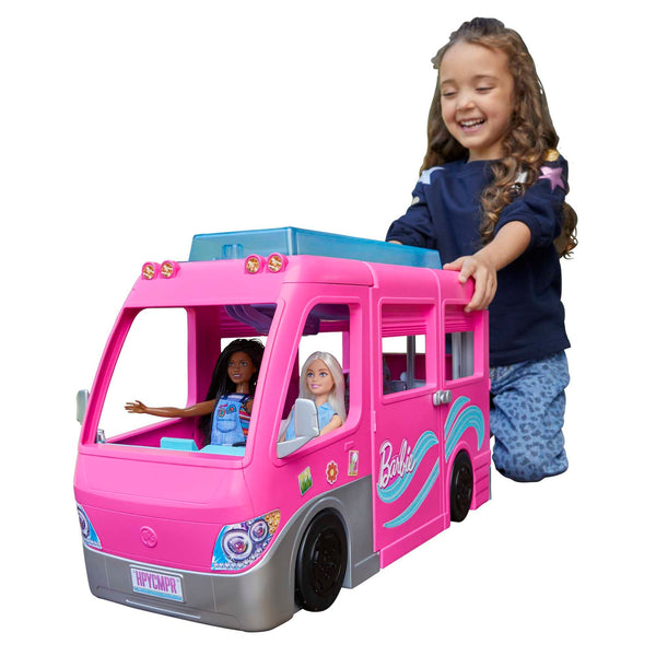 Barbie Camper Playset, DreamCamper Toy Vehicle with 60 Doll-Sized Accessories Including Furniture, Pool & 30-inch Slide