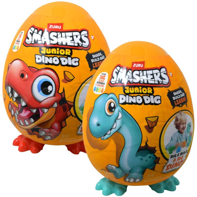 Smashers Junior Dino Dig Large Egg (T-Rex) by ZURU 18+ Surprises Compounds Mold Dinosaur Preschool Toys Build Construct Sensory Play for Kids 18 Months - 3 Years