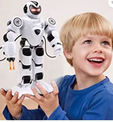 Lezo Smart Technology Arras Police Robot Walking with Fires Discs,Dances,Talks Super Fun Swing Hands with Shooting Bullets Remote Control Dancing, Smart Talking Robot for Kid