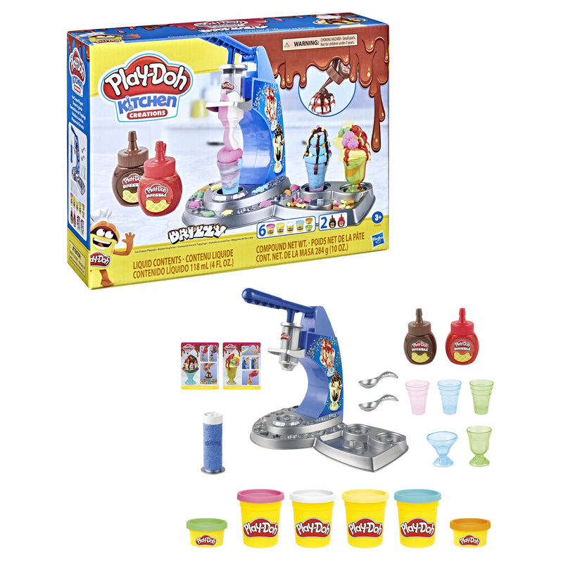 Play-Doh Kitchen Creations Drizzy Ice Cream Playset Featuring Drizzle Compound & 6 Non-Toxic Colors