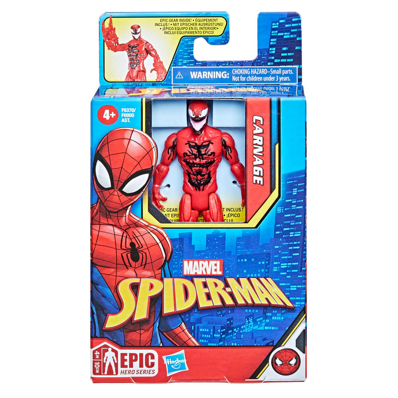 Marvel Spider-Man Epic Hero Series, Figura de Acción de Carnage con Accesorio, Figura a escala de 10 cm , para niños a partir de 4 años, coleccionistas y fans de Marvel.