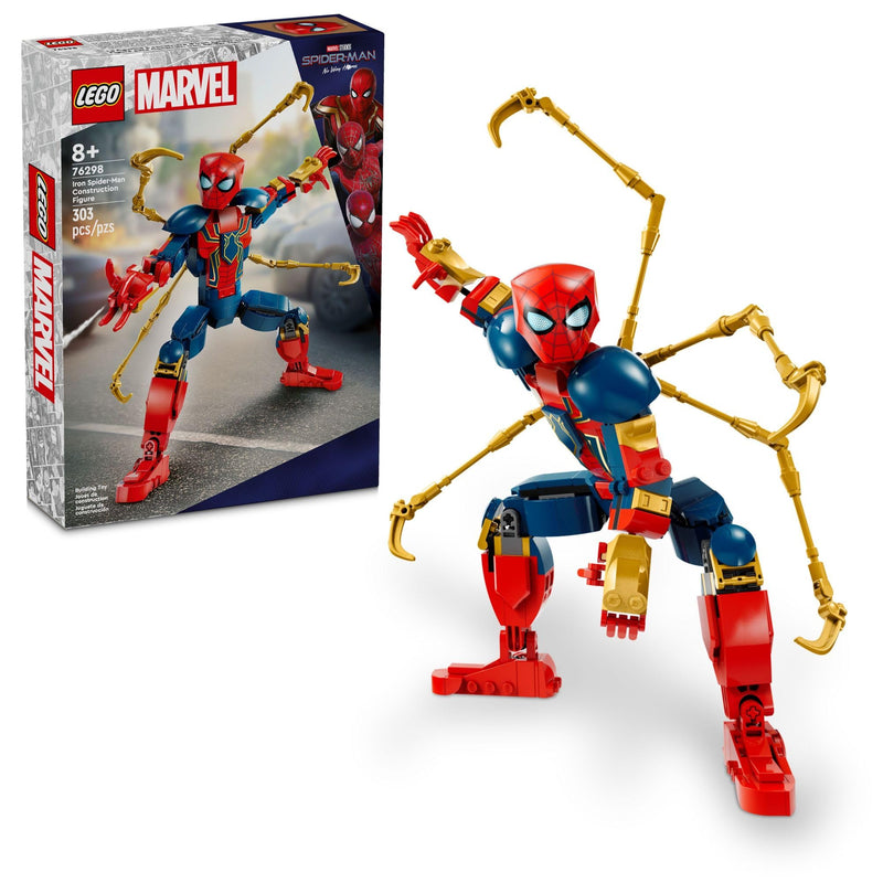 LEGO Marvel Iron Spider-Man Construction Figure, Super Hero Marvel Toy for Kids, Posable Spider-Man Action Figure with Armor, Buildable Toy Model, Gift for Boys and Girls Ages 8 and Up, 76298