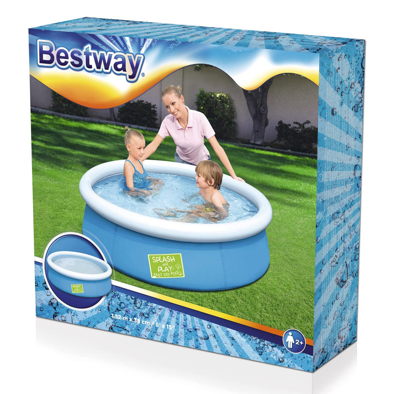 Bestway Fast Set Pool Above Ground Kiddie Swimming Pool 5’ X 15” 57241E , Blue