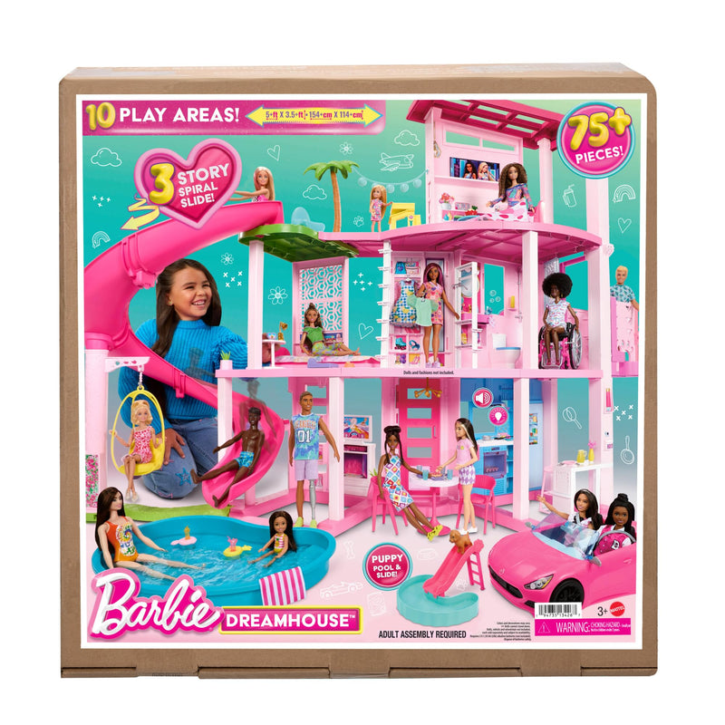 Barbie DreamHouse, Doll House Playset with 75+ Pieces Including Toy Furniture & 3-Story Pool Slide, Pet Elevator & Puppy Play Areas