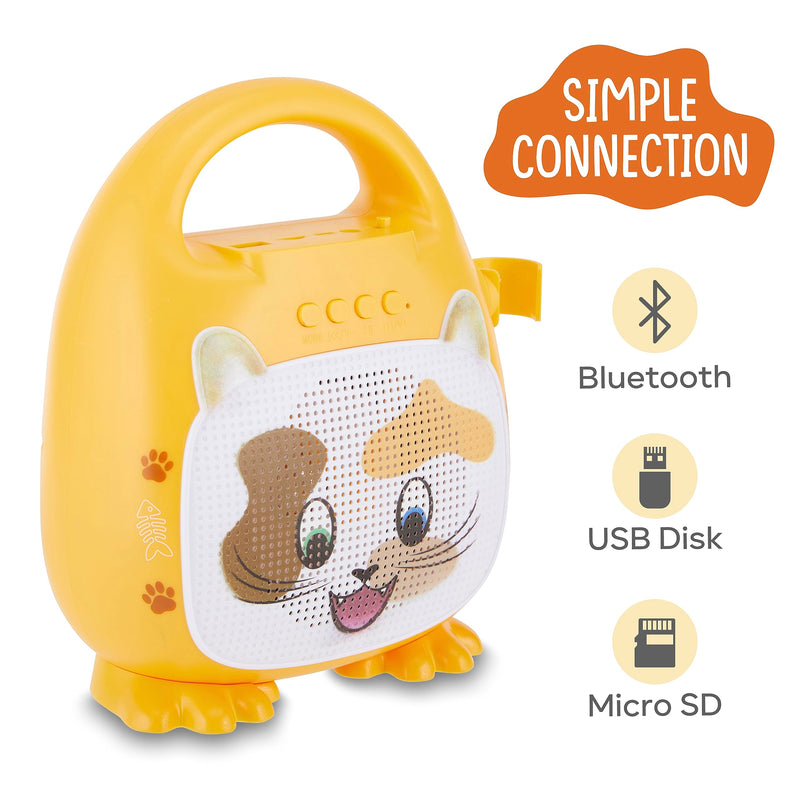 Singimals Kids Karaoke Speaker with Microphone - Unleash Your Child's Inner Superstar, Bluetooth v5.1, 12H Playtime, 5W Speaker, Multicolor LED Lighting, Patches The Cat