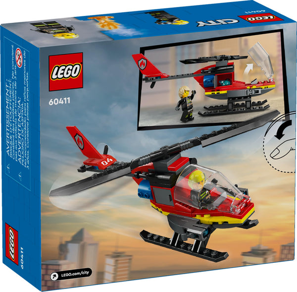 LEGO City Fire Rescue Helicopter Toy, Building Set with Firefighter Minifigure Pilot Toy, Fun Gift or Pretend Play Toy for Boys, Girls and Kids Ages 5 and Up, 60411