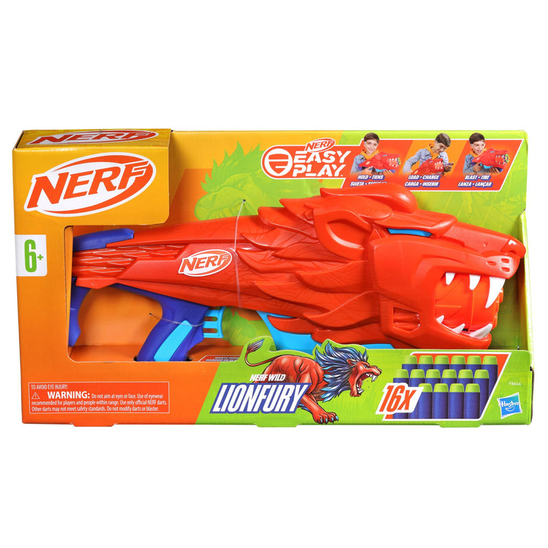 NERF Wild Lionfury, Easy Play Dart Blaster, 16 Nerf Elite Darts, Nerf Blaster Lion Toys for 6 Year Old Boys & Girls & Up, Outdoor Toys