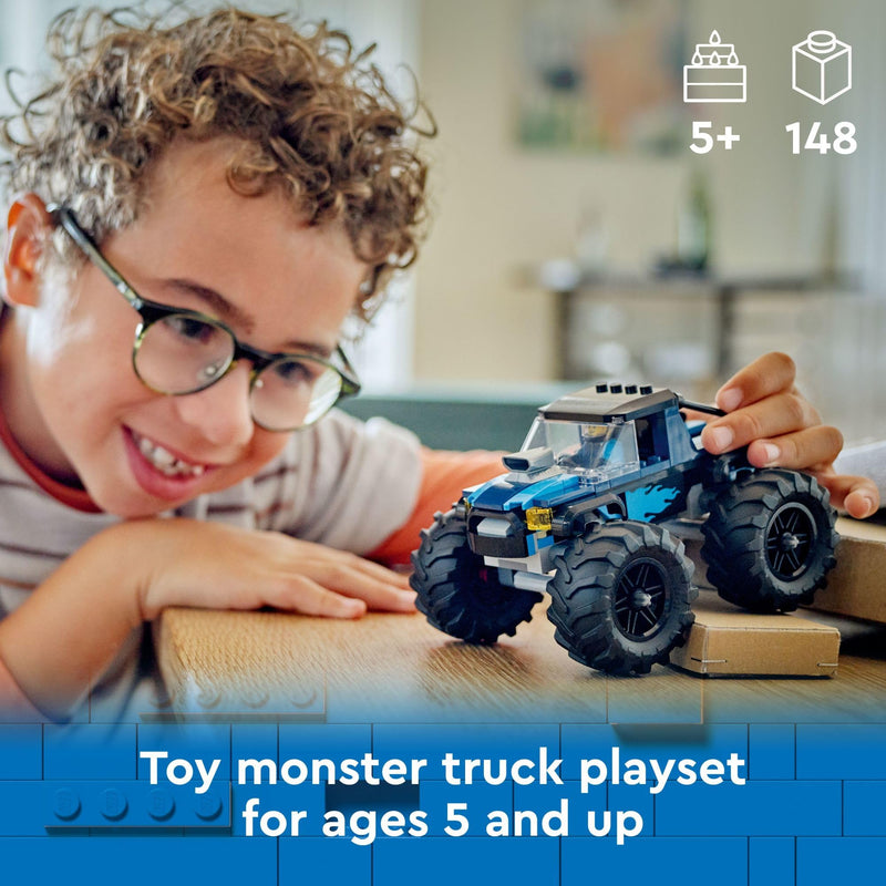 LEGO City Blue Monster Truck Off-Road Toy Playset with a Driver Minifigure, Imaginative Toys for Kids, Fun Gift for Boys and Girls Aged 5 Plus, Mini Monster Truck, 60402