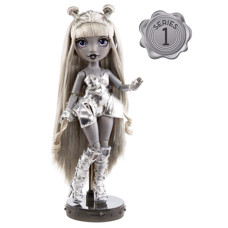 Rainbow High Shadow Series 1 Luna Madison- Grayscale Fashion Doll. 2 Metallic Grey Designer Outfits to Mix & Match