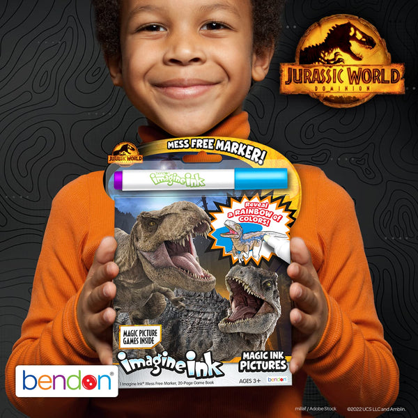 Universal Jurassic World Dominion 20 Page Imagine Ink Coloring Book with 1 Mess Free Marker