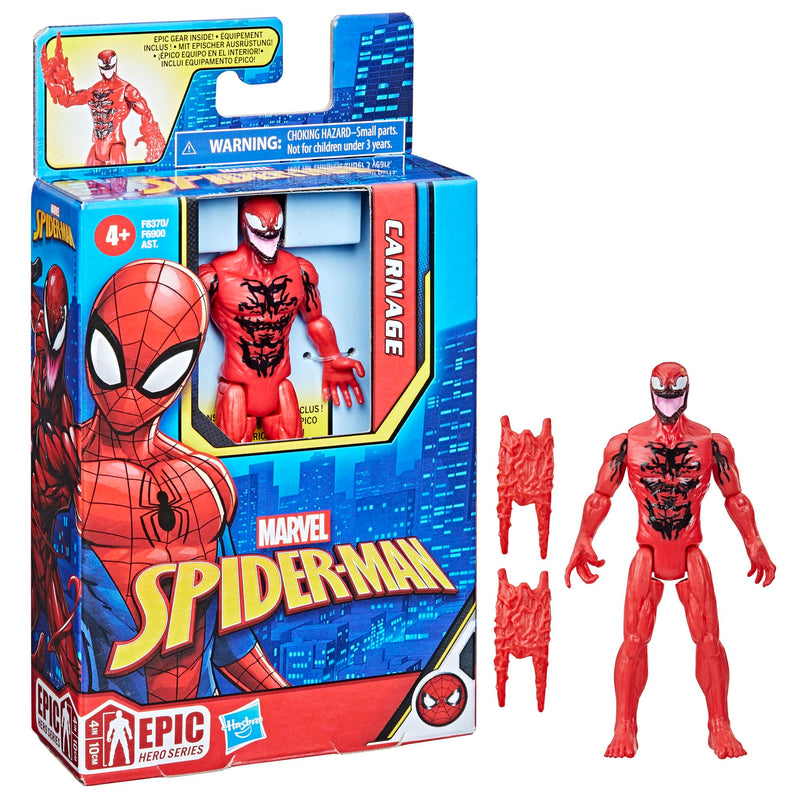 Marvel Spider-Man Epic Hero Series, Figura de Acción de Carnage con Accesorio, Figura a escala de 10 cm , para niños a partir de 4 años, coleccionistas y fans de Marvel.