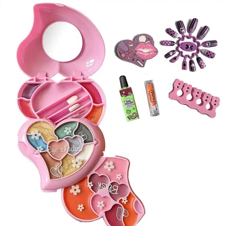 S & Li Cosmetics Kids makeup set kit with Heart shape plastic case