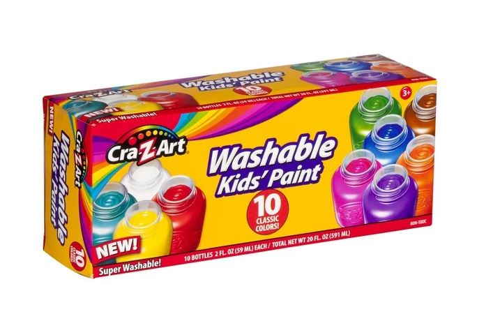 Cra-Z-Art 10 Count Multicolor Washable Paint, Ages 3 and up, Back to School Supplies