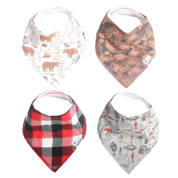 Copper Pearl Baby Bandana Bibs - 4 Pack Soft Cotton Baby Bibs for Drooling and Teething, Absorbent Drool Bibs for Baby Girl and Boy, Adjustable to Fit Newborns to Toddlers, Tons of Styles (Lumberjack)