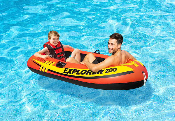 Intex Explorer 200 Inflatable 2 Person Capacity Pool & Lake Fishing Raft Boat