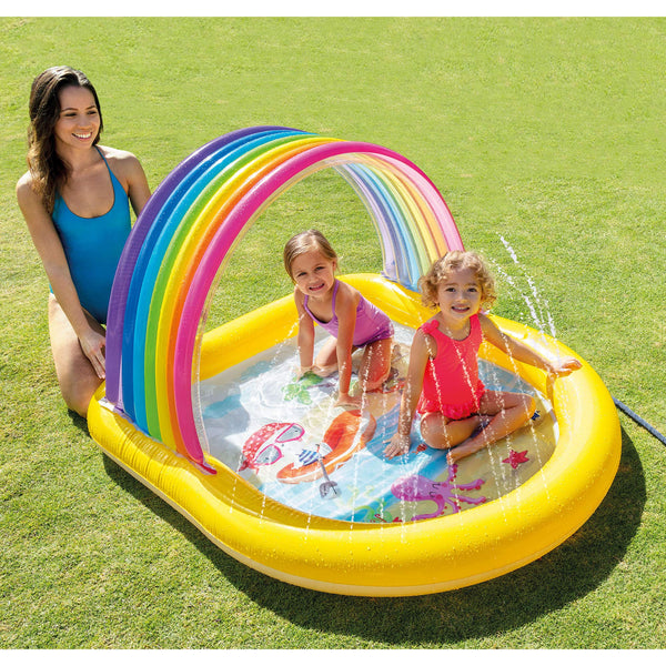 Intex  22-Gallon Inflatable Outdoor Rainbow Arch Kids Spray Swimming Pool for Toddlers Ages 2 & Up