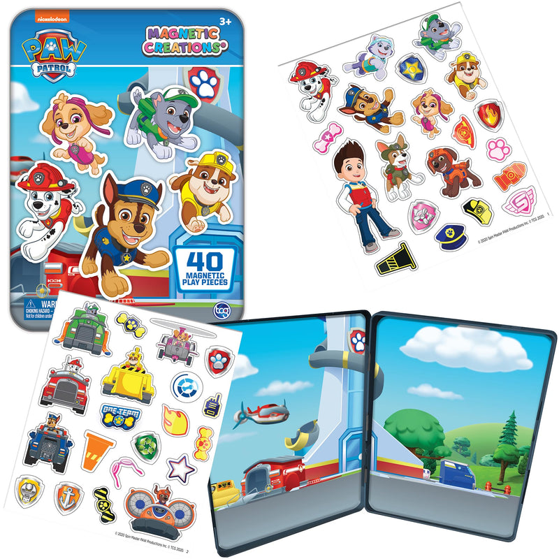 PAW Patrol - Magnetic Creations Tin - Dress Up Play Set - Includes 2 Sheets of Mix & Match Dress Up Magnets with Storage Tin. Great Travel Activity for Kids and Toddlers!