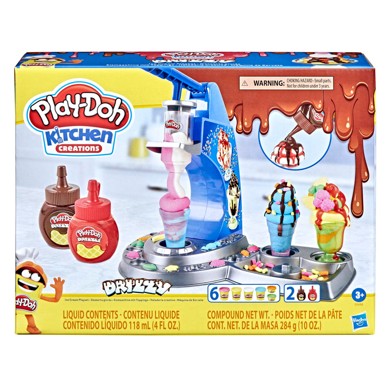 Play-Doh Kitchen Creations Drizzy Ice Cream Playset Featuring Drizzle Compound & 6 Non-Toxic Colors