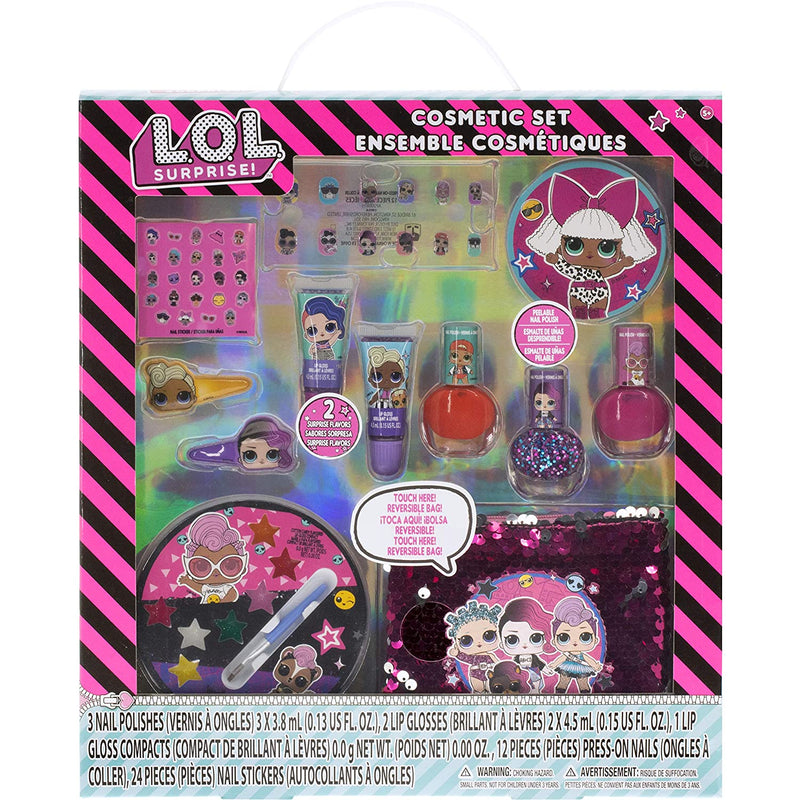 L.O.L Surprise! Townley Girl Ultimate Makeover Set with over 20 Pieces, Including Lip Gloss, Nail Polish, Press-On Nails, Nail Stickers and Reversible Sequin Bag