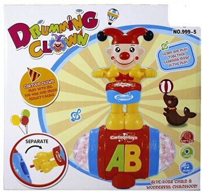 Drumming Clown with Music and Lights for Kids - sctoyswholesale