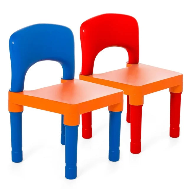 Kids Activity Table and 2 Chairs Building Block Table, Play & Arts & Crafts Table, with Storage Space