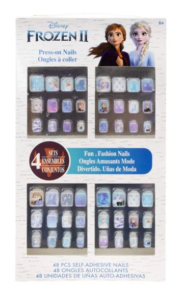 Disney Frozen 2 - Townley Girl 48 Pcs Press-On Nails Artificial False Nails Set for girls, kids with Pre-Glue Full Cover Acrylic Nail Tip Kit, Ages 6+ for Parties