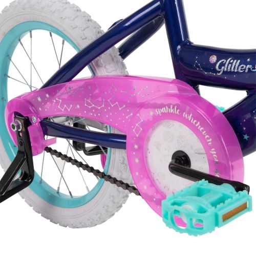 Huffy Glitter 16" Kid's Bike with Training Wheels, Easy Assembly, Purple