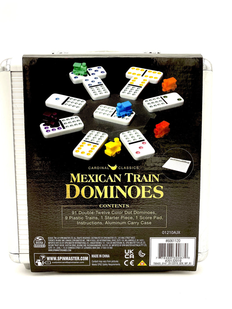 Mexican Train Dominoes Game in Aluminum Carry Case - sctoyswholesale