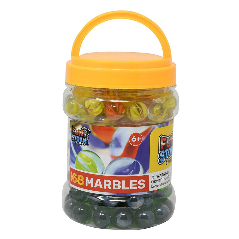 Fun Storm 168 Marbles in plastic container with handle - 15mm