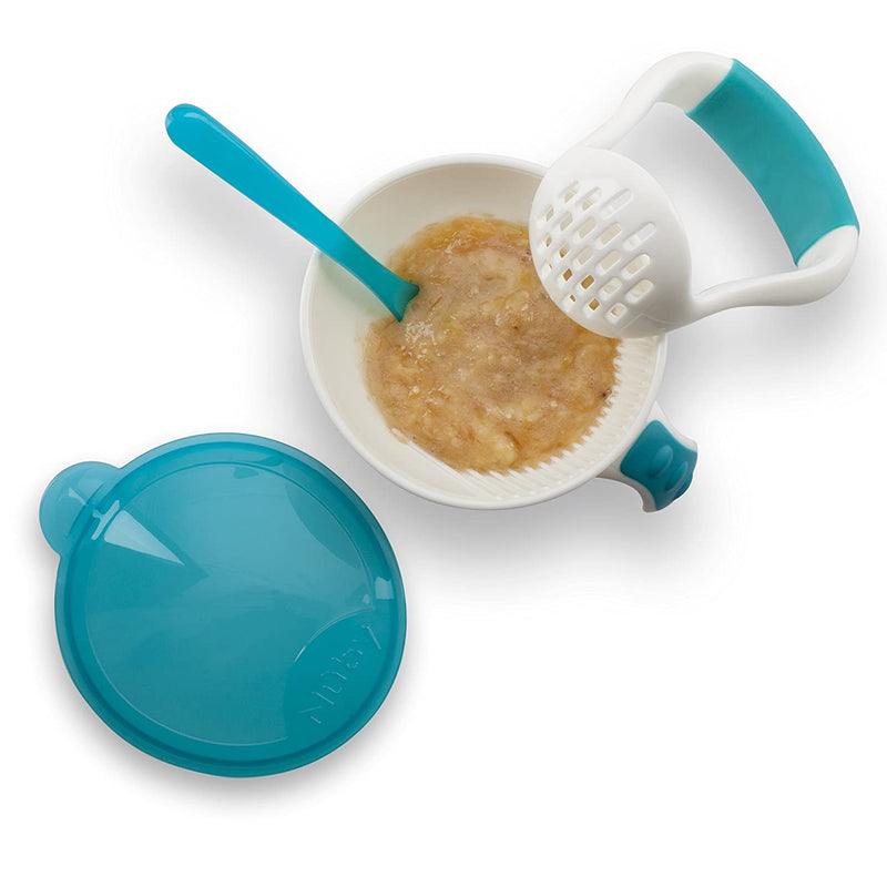 Nuby Garden Fresh Mash N' Feed Bowl with Spoon and Food Masher, Colors May Vary - sctoyswholesale