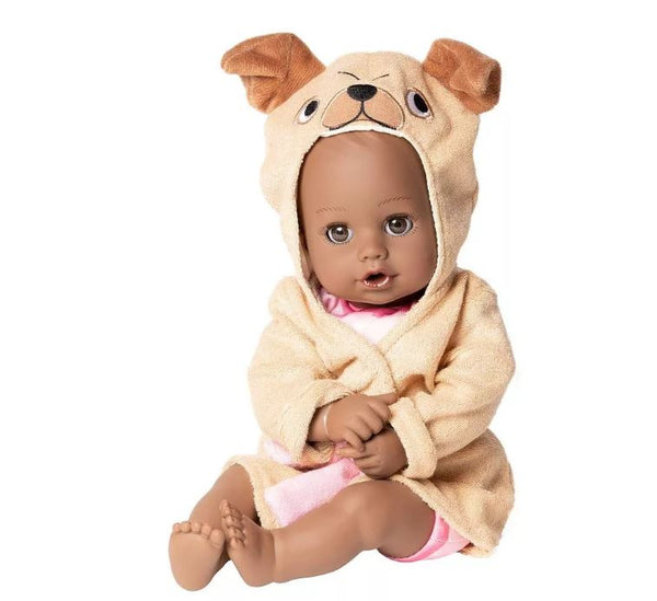 Adora Bath Toy Baby Doll in Baby Puggy Themed Bathrobe - 13 inch Water Toy with QuickDri Body