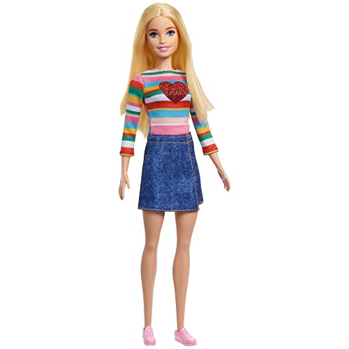 Barbie It Takes Two Barbie “Malibu” Roberts Doll (Blonde) Wearing Rainbow Shirt, Denim Skirt & Shoes - sctoyswholesale