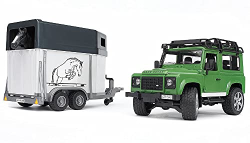 Bruder Toys (2592) Land Rover Defender Station Wagon with Horse Trailer & Horse