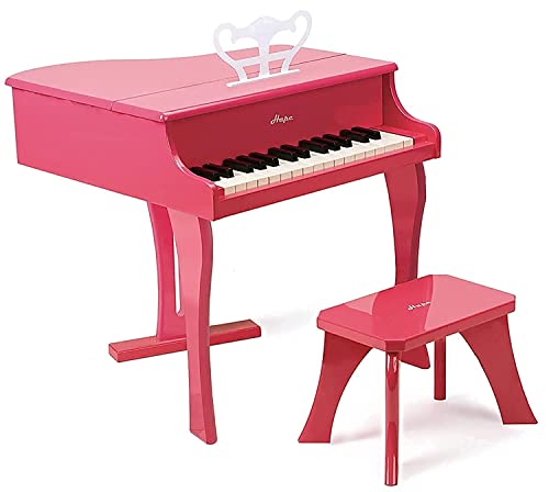 Hape Happy Grand Piano in Pink Toddler Wooden Musical Instrument, L: 19.7, W: 20.5, H: 23.6 inch