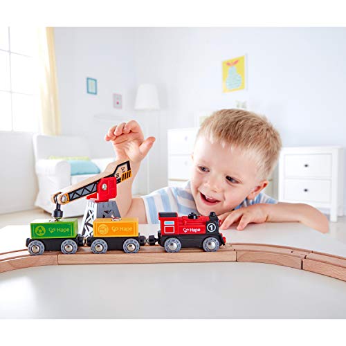 Hape Cargo Delivery Loop Train and Railway Toy Set Multicolor, 19.69" L x 15.75" W x 4.72" H