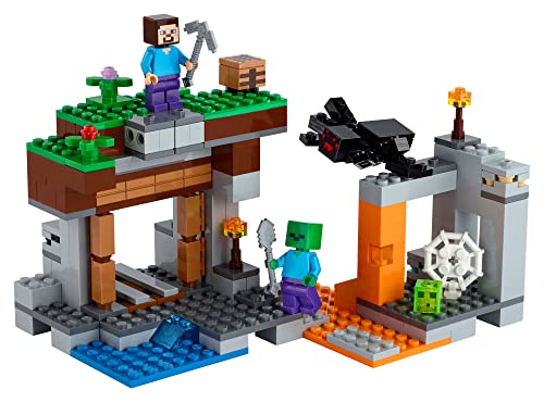 LEGO Minecraft The Abandoned Mine Building Toy, 21166 Zombie Cave with Slime, Steve & Spider Figures, Gift idea for Kids, Boys and Girls Age 7 Plus
