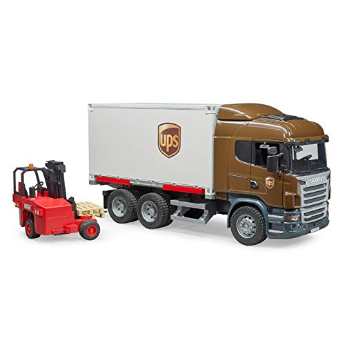 Bruder 03581 Scania R-Series Ups Logistics Truck with Forklift Vehicles - Toys