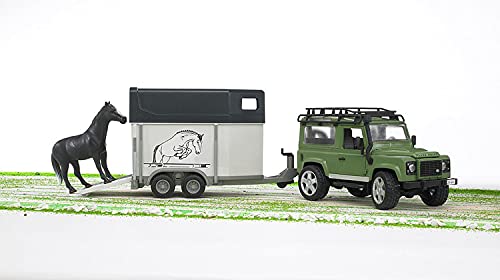 Bruder Toys (2592) Land Rover Defender Station Wagon with Horse Trailer & Horse