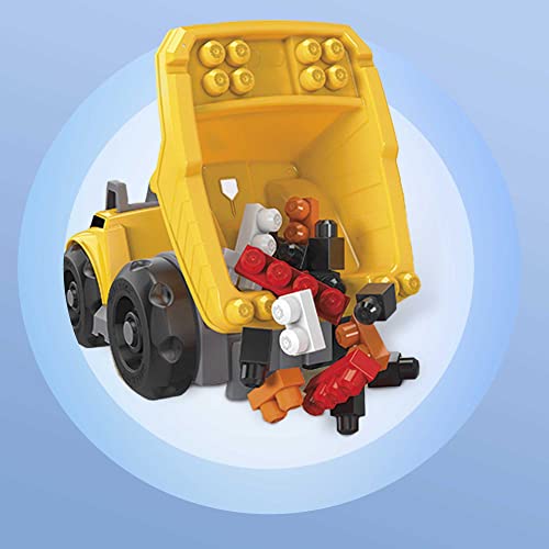 Mega Bloks CAT Large Dump Truck with Big Building Blocks, Building Toys for Toddlers