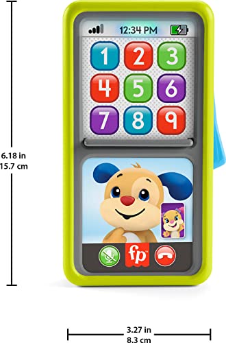 Fisher-Price Laugh & Learn Baby & Toddler Toy 2-In-1 Slide To Learn Smartphone With Lights & Music For Ages 9+ Months