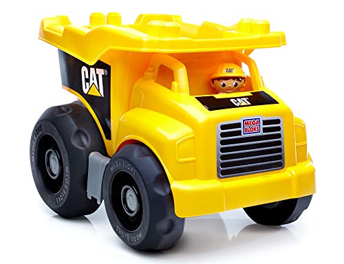 Mega Bloks CAT Large Dump Truck with Big Building Blocks, Building Toys for Toddlers