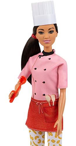 Barbie Pasta Chef Brunette Doll (12-In/30.40-cm) with Colorful Chef Top - sctoyswholesale