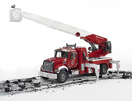 Bruder 02821 Mack Granite Fire Engine Truck w/ Working Water Pump, Lights & Engine Sounds