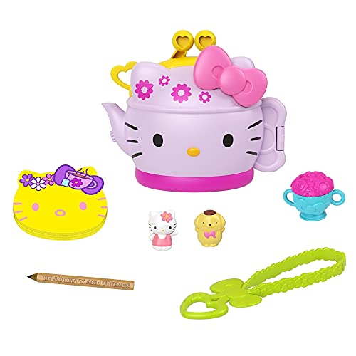 Hello Kitty Tea Party Compact (4.9-in) with 2 Sanrio Minis Figures, Stationery Notepad and Accessories - sctoyswholesale
