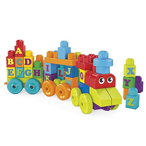 Hasbro MEGA BLOKS Fisher-Price ABC Blocks Building Toy, ABC Learning Train with 60 Pieces for Toddlers, Gift Ideas for Kids Age 1+ Years (Amazon Exclusive)